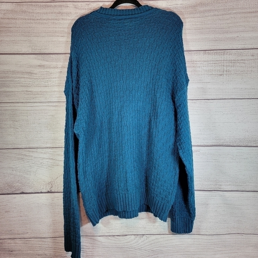𝅺PURITAN Knit Cotton Crew Neck Sweater Blue Size X-Large Men's - Picture 2 of 4
